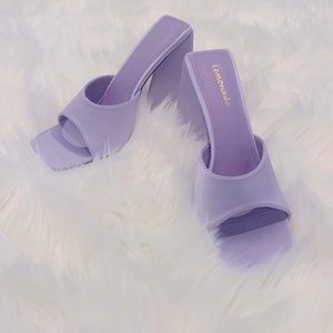 Brand New Lavender Satin Heel Mule